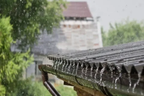 Roof during heavy rainfall in North Carolina