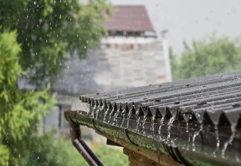 Roof during heavy rainfall in North Carolina
